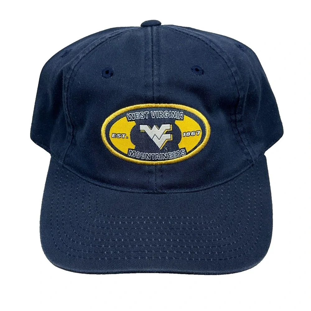 West Virginia Mountaineers WVU Hat Cap Strap Back Navy Blue Adjustable Dad Twill